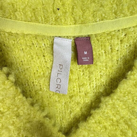 Anthropologie Pilcro Teddy Chunky Sweater Oversized Sz M Yellow Wool Blend Soft - Picture 7 of 15